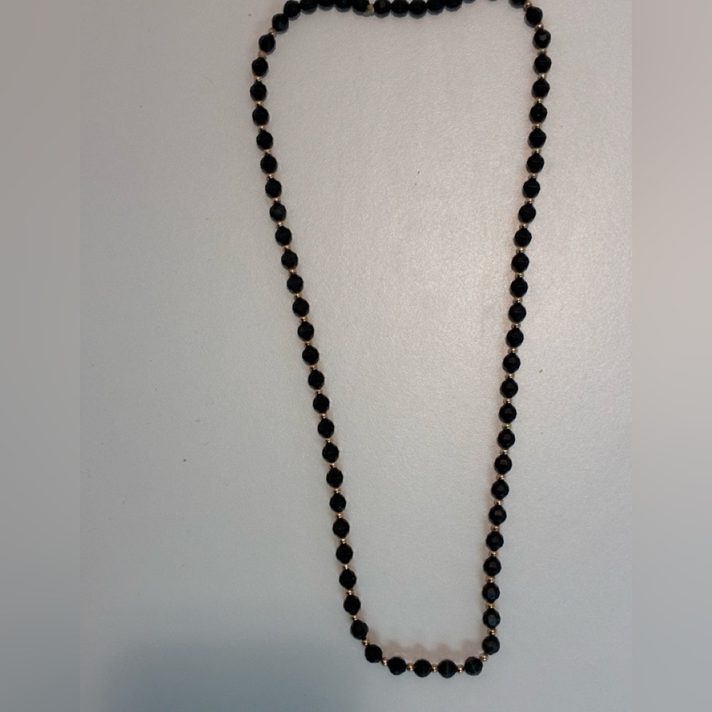 Faceted Matte black and Gold  Beaded Necklace